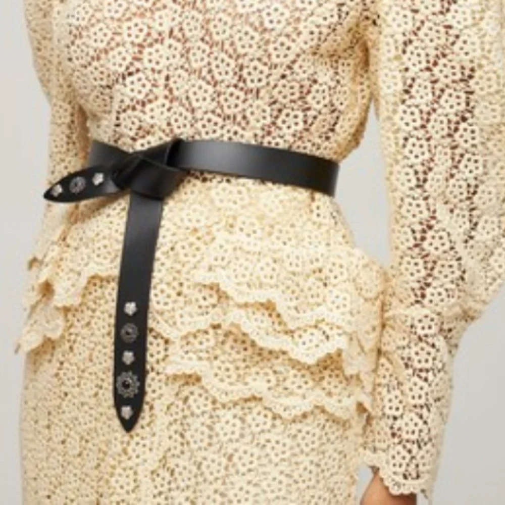 NEW $285 ISABEL MARANT Lecce Studded Leather Belt in Black in size Small!